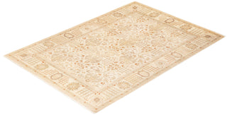 Traditional Mogul Ivory Wool Area Rug 4' 8" x 6' 7" - Solo Rugs