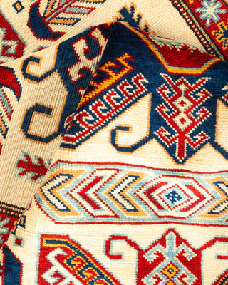 Bohemian Tribal Ivory Wool Area Rug 4' 0" x 6' 0" - Solo Rugs