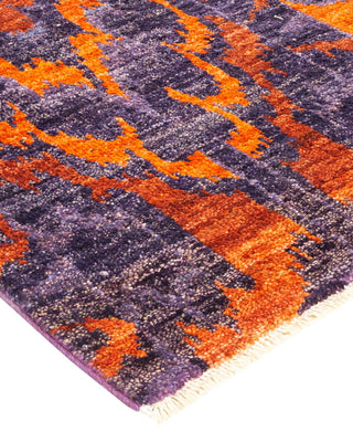 Contemporary Modern Purple Wool Runner 2' 7" x 8' 3" - Solo Rugs