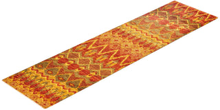 Contemporary Modern Green Wool Runner 2' 7" x 10' 5" - Solo Rugs