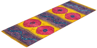 Contemporary Modern Yellow Wool Runner 3' 2" x 8' 7" - Solo Rugs