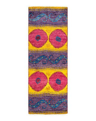 Contemporary Modern Yellow Wool Runner 3' 2" x 8' 7" - Solo Rugs