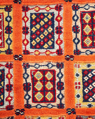 Bohemian Tribal Orange Wool Area Rug 4' 10" x 6' 10" - Solo Rugs