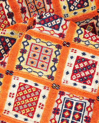 Bohemian Tribal Orange Wool Area Rug 4' 10" x 6' 10" - Solo Rugs