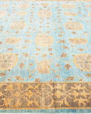 Traditional Oushak Light Blue Wool Area Rug 9' 2" x 11' 3" - Solo Rugs