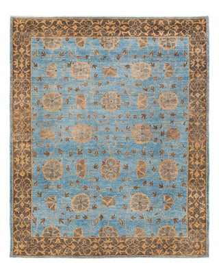 Traditional Oushak Light Blue Wool Area Rug 9' 2" x 11' 3" - Solo Rugs