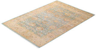 Traditional Mogul Light Blue Wool Area Rug 4' 8" x 6' 8" - Solo Rugs