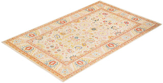 Traditional Mogul Ivory Wool Area Rug 5' 1" x 7' 10" - Solo Rugs