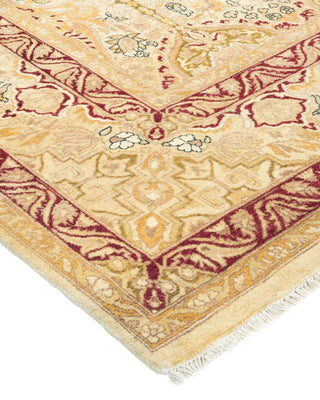 Traditional Mogul Ivory Wool Area Rug 6' 1" x 9' 4" - Solo Rugs