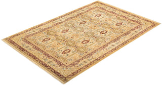 Traditional Mogul Ivory Wool Area Rug 6' 1" x 9' 4" - Solo Rugs