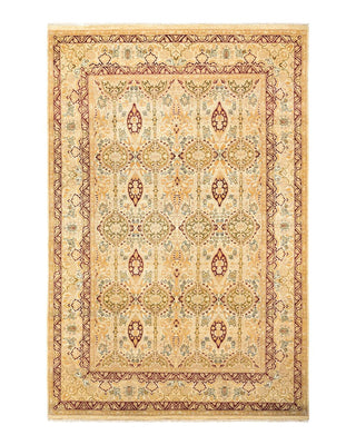 Traditional Mogul Ivory Wool Area Rug 6' 1" x 9' 4" - Solo Rugs