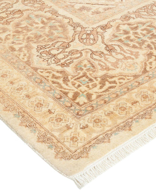 Traditional Mogul Ivory Wool Area Rug 6' 3" x 9' 5" - Solo Rugs