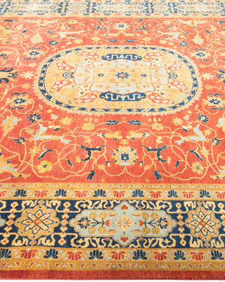 Traditional Mogul Orange Wool Area Rug 6' 1" x 8' 10" - Solo Rugs