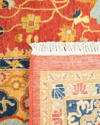 Traditional Mogul Orange Wool Area Rug 6' 1" x 8' 10" - Solo Rugs