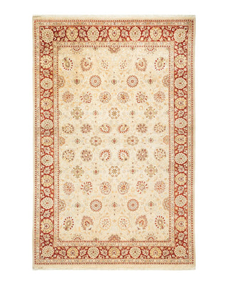 Traditional Mogul Ivory Wool Area Rug 6' 0" x 9' 1" - Solo Rugs