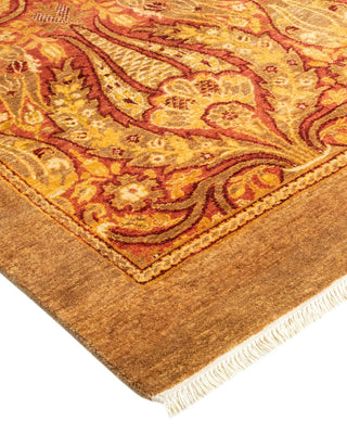 Traditional Mogul Yellow Wool Area Rug 8' 2" x 10' 5" - Solo Rugs