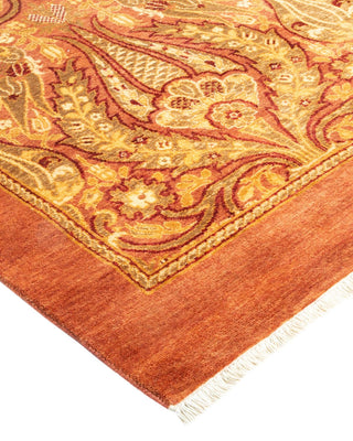 Traditional Mogul Orange Wool Area Rug 8' 0" x 9' 10" - Solo Rugs