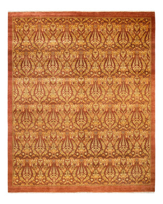 Traditional Mogul Orange Wool Area Rug 8' 0" x 9' 10" - Solo Rugs