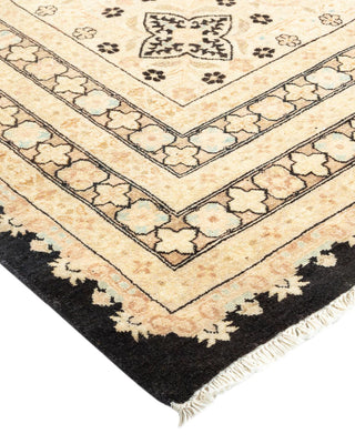 Traditional Mogul Black Wool Area Rug 8' 5" x 10' 10" - Solo Rugs