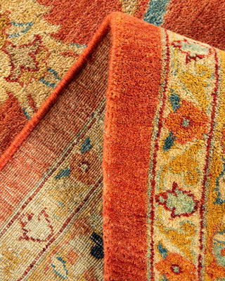 Traditional Mogul Orange Wool Area Rug 10' 3" x 14' 2" - Solo Rugs