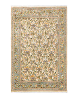 Contemporary Arts & Crafts Ivory Wool Area Rug 6' 1" x 9' 3" - Solo Rugs