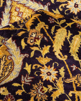 Traditional Mogul Purple Wool Area Rug 7' 10" x 9' 9" - Solo Rugs