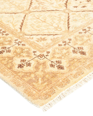 Contemporary Eclectic Ivory Wool Runner 3' 2" x 11' 8" - Solo Rugs