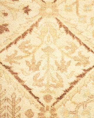 Contemporary Eclectic Ivory Wool Runner 3' 2" x 11' 8" - Solo Rugs