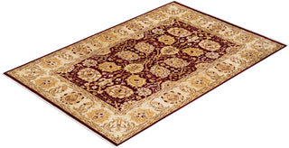 Contemporary Eclectic Red Wool Area Rug 5' 1" x 7' 5" - Solo Rugs