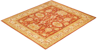 Contemporary Eclectic Orange Wool Area Rug 8' 1" x 9' 6" - Solo Rugs