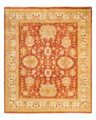 Contemporary Eclectic Orange Wool Area Rug 8' 1" x 9' 6" - Solo Rugs