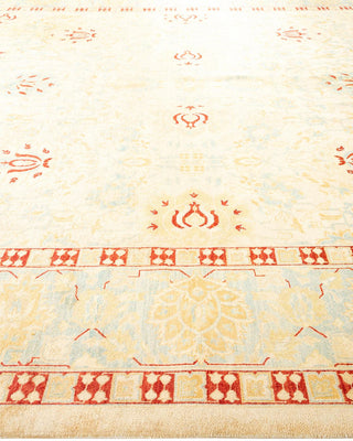 Contemporary Eclectic Ivory Wool Area Rug 9' 2" x 11' 10" - Solo Rugs