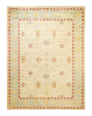 Contemporary Eclectic Ivory Wool Area Rug 9' 2" x 11' 10" - Solo Rugs