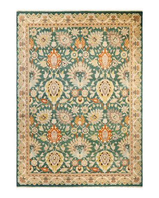 Contemporary Eclectic Green Wool Area Rug 9' 1" x 12' 7" - Solo Rugs