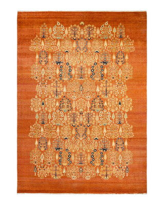 Contemporary Eclectic Orange Wool Area Rug 8' 10" x 12' 4" - Solo Rugs