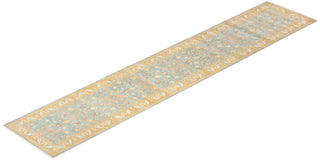 Traditional Mogul Light Blue Wool Runner 2' 8" x 13' 8" - Solo Rugs
