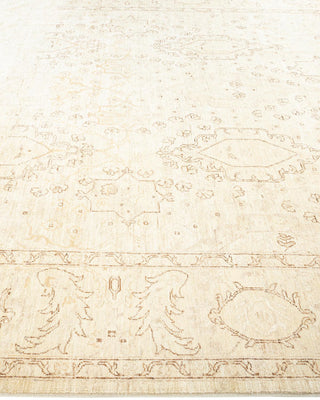 Contemporary Eclectic Ivory Wool Area Rug 8' 6" x 11' 5" - Solo Rugs