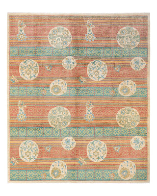 Contemporary Eclectic Green Wool Area Rug 8' 2" x 9' 6" - Solo Rugs