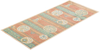 Contemporary Eclectic Green Wool Runner 4' 3" x 9' 5" - Solo Rugs