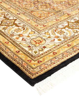 Traditional Mogul Black Wool Area Rug 6' 1" x 9' 2" - Solo Rugs