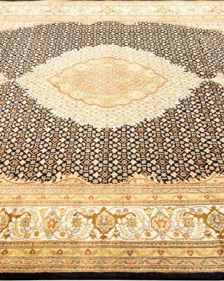 Traditional Mogul Black Wool Area Rug 6' 1" x 9' 2" - Solo Rugs