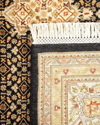 Traditional Mogul Black Wool Area Rug 6' 1" x 9' 2" - Solo Rugs