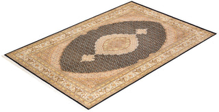 Traditional Mogul Black Wool Area Rug 6' 1" x 9' 2" - Solo Rugs