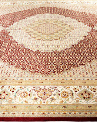 Traditional Mogul Red Wool Area Rug 10' 0" x 14' 0" - Solo Rugs