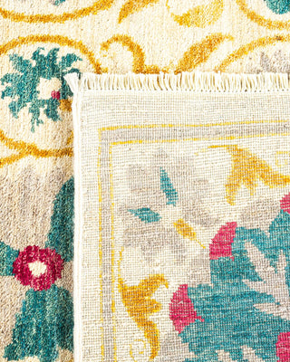 Contemporary Suzani Ivory Wool Area Rug 9' 1" x 12' 7" - Solo Rugs