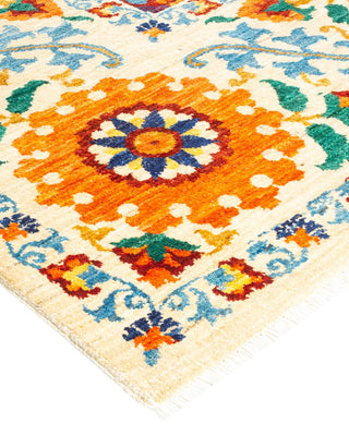 Contemporary Suzani Red Wool Area Rug 6' 2" x 9' 4" - Solo Rugs