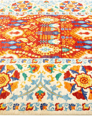Contemporary Suzani Red Wool Area Rug 6' 2" x 9' 4" - Solo Rugs