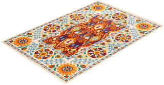 Contemporary Suzani Red Wool Area Rug 6' 2" x 9' 4" - Solo Rugs
