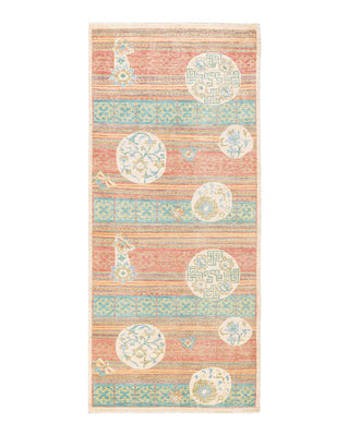 Contemporary Eclectic Green Wool Runner 4' 4" x 9' 10" - Solo Rugs