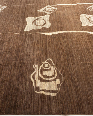Contemporary Eclectic Brown Wool Area Rug 6' 8" x 9' 6" - Solo Rugs